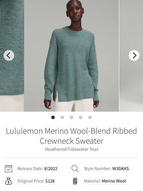lululemon athletica Heathered Tidewater Teal Merino Wool-Blend Crewneck Sweater